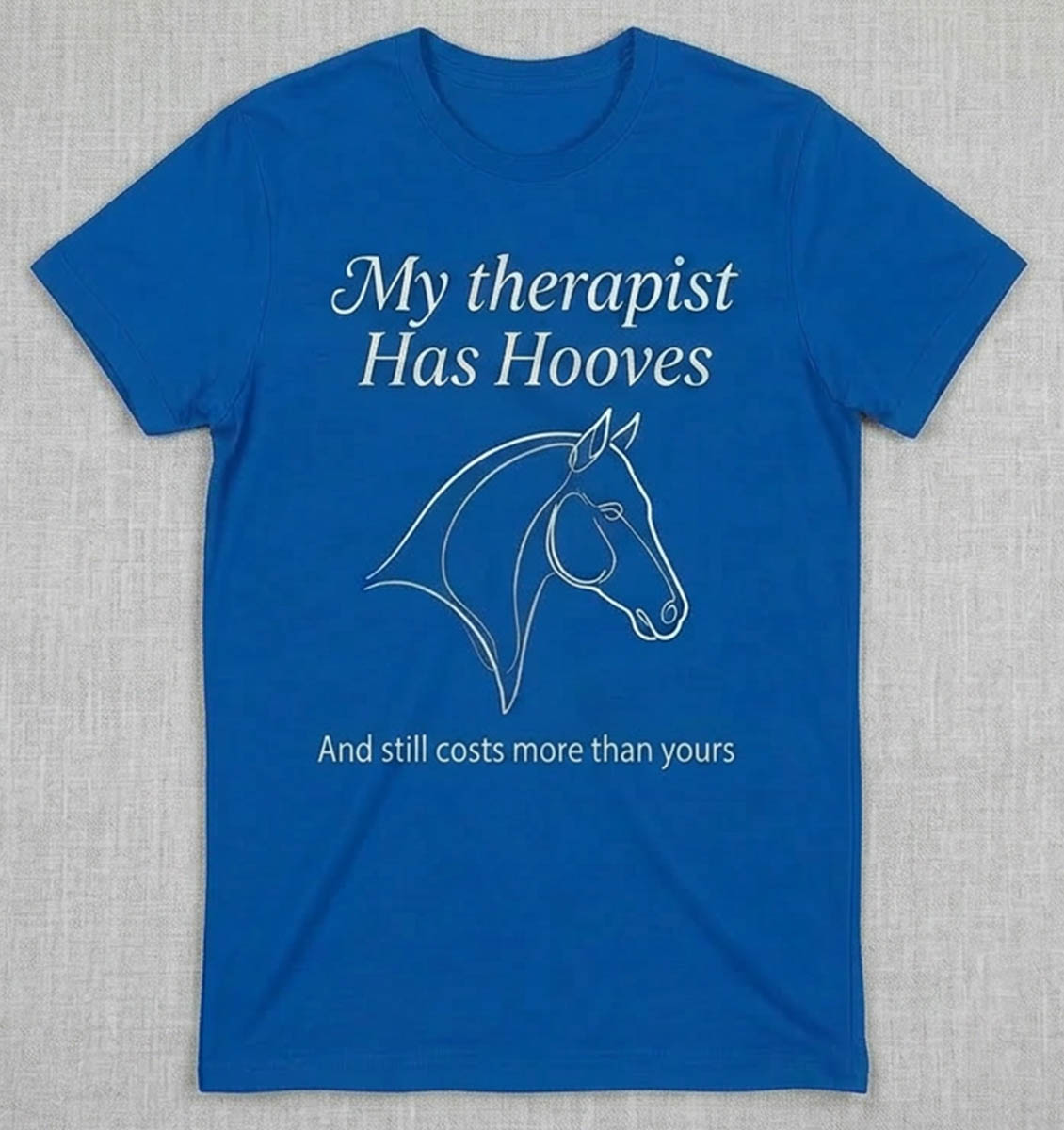 Has Hooves funny horse tee shirt — front view