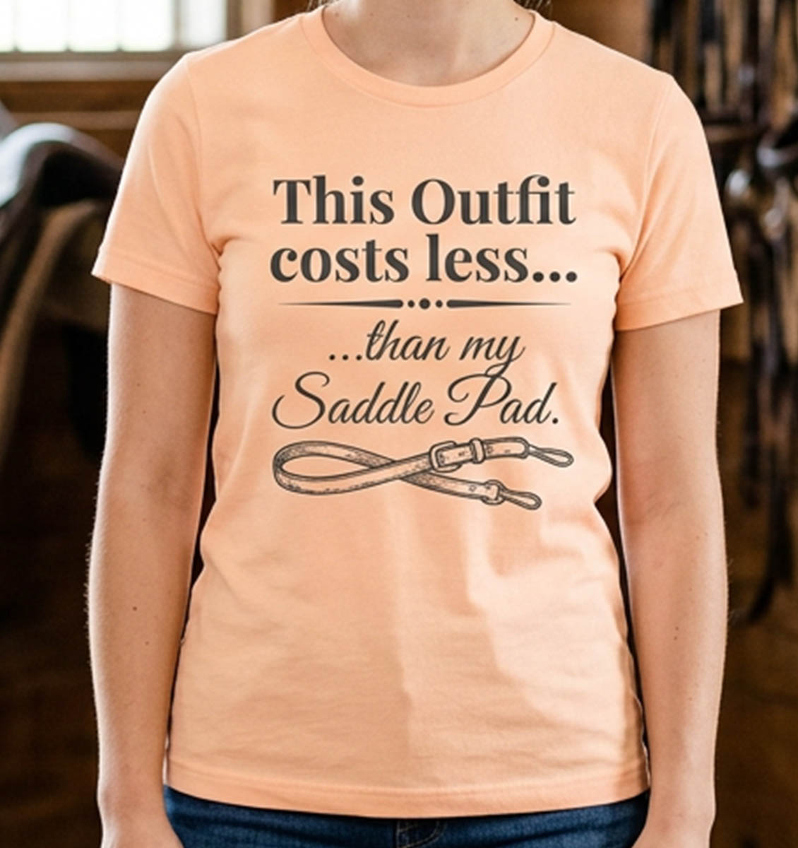 Saddle Pad funny horse tee shirt — front view